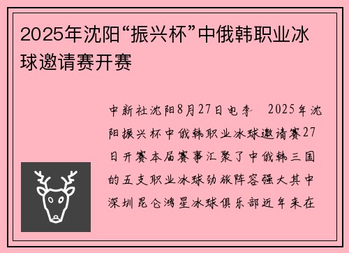 2025年沈阳“振兴杯”中俄韩职业冰球邀请赛开赛